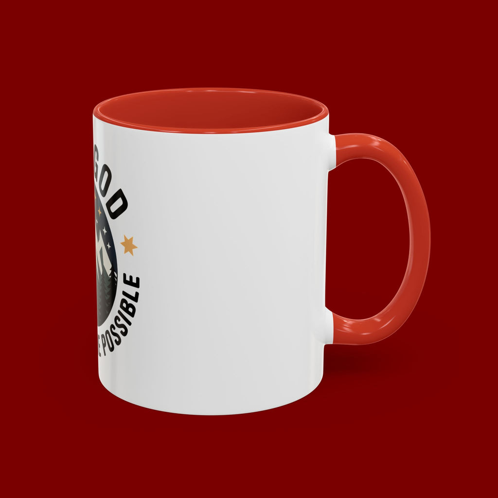 With God All Things Are Possible Accent Coffee Mug — Inspirational Faith Mountain Mug (11/15oz)