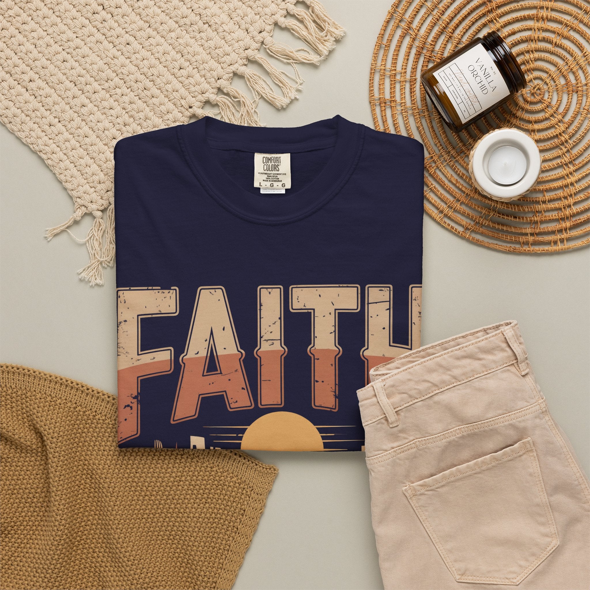 Faith Can Move Mountains T-Shirt — Retro Desert Inspirational Tee