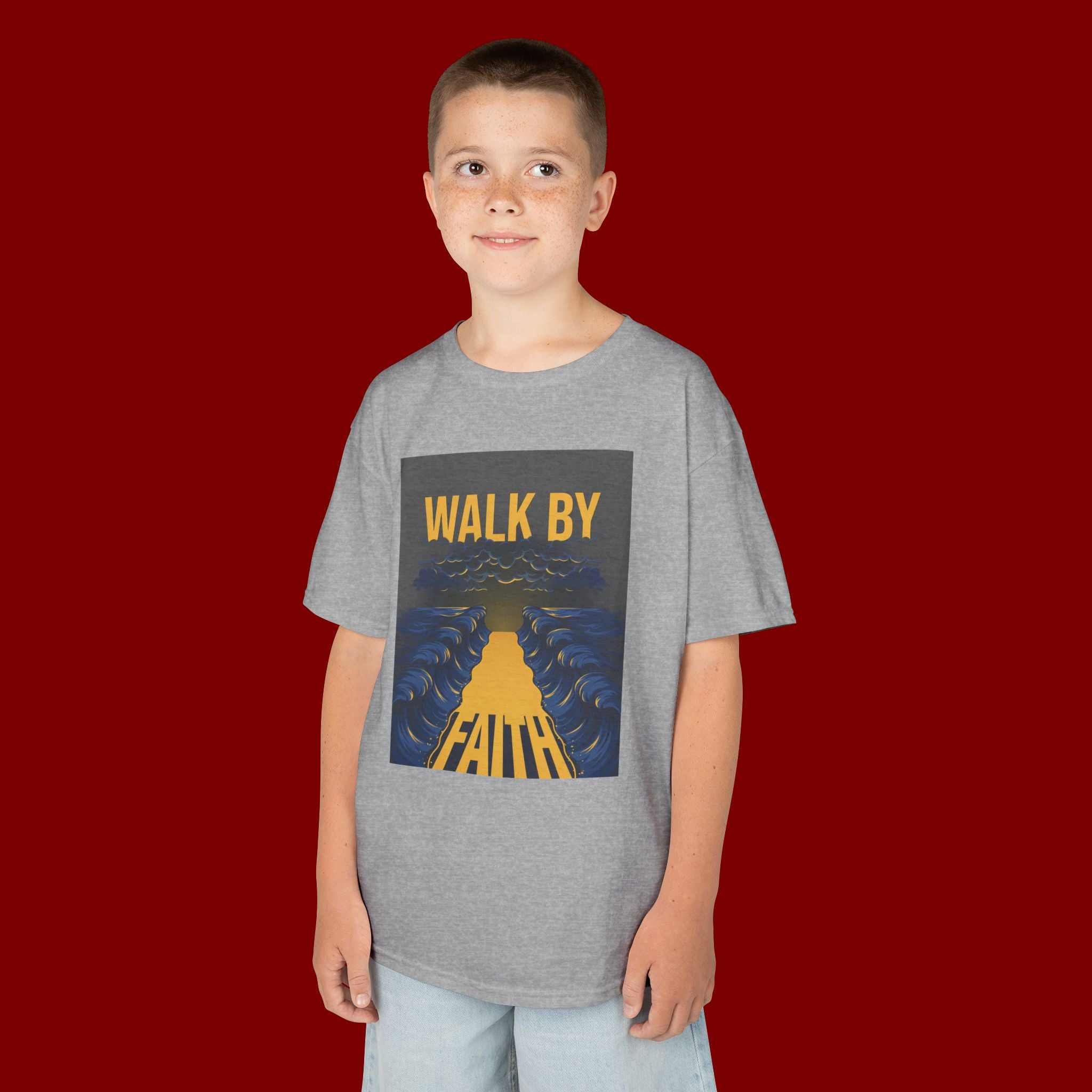 Kids T‑Shirt — "Walk By Faith" Inspirational Graphic Tee for Children
