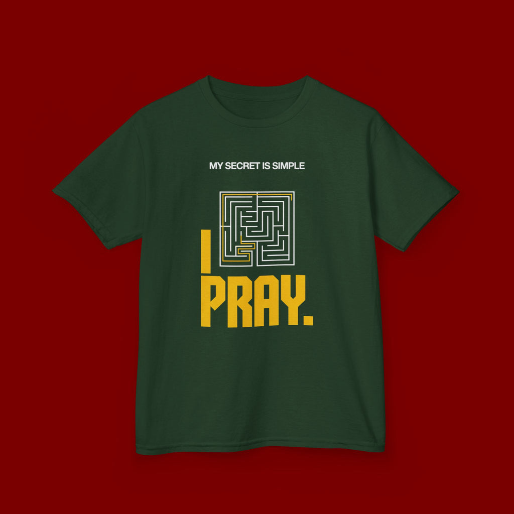 Kids Tee — "My Secret Is Simple: I Pray." Maze Faith T‑Shirt