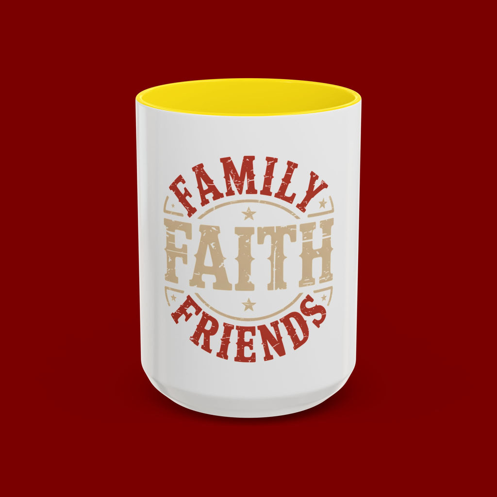 Faith Family Friends Accent Coffee Mug – Inspirational Religious Gift (11/15oz)
