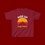 Kids Tee — "Rise Up and Pray" Mountain Sunrise Faith T‑Shirt