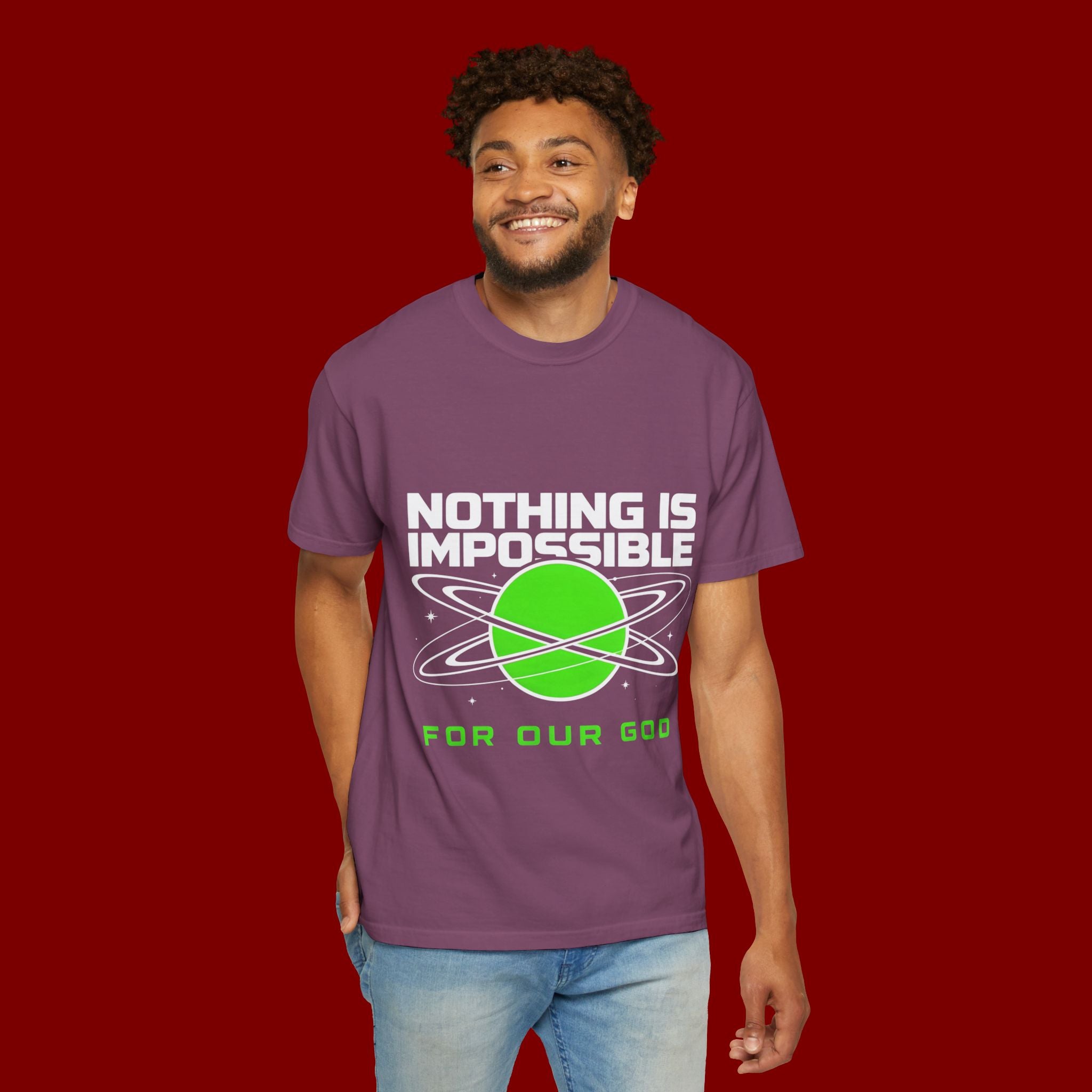 Nothing Is Impossible Christian T-Shirt — 'For Our God' Space Graphic