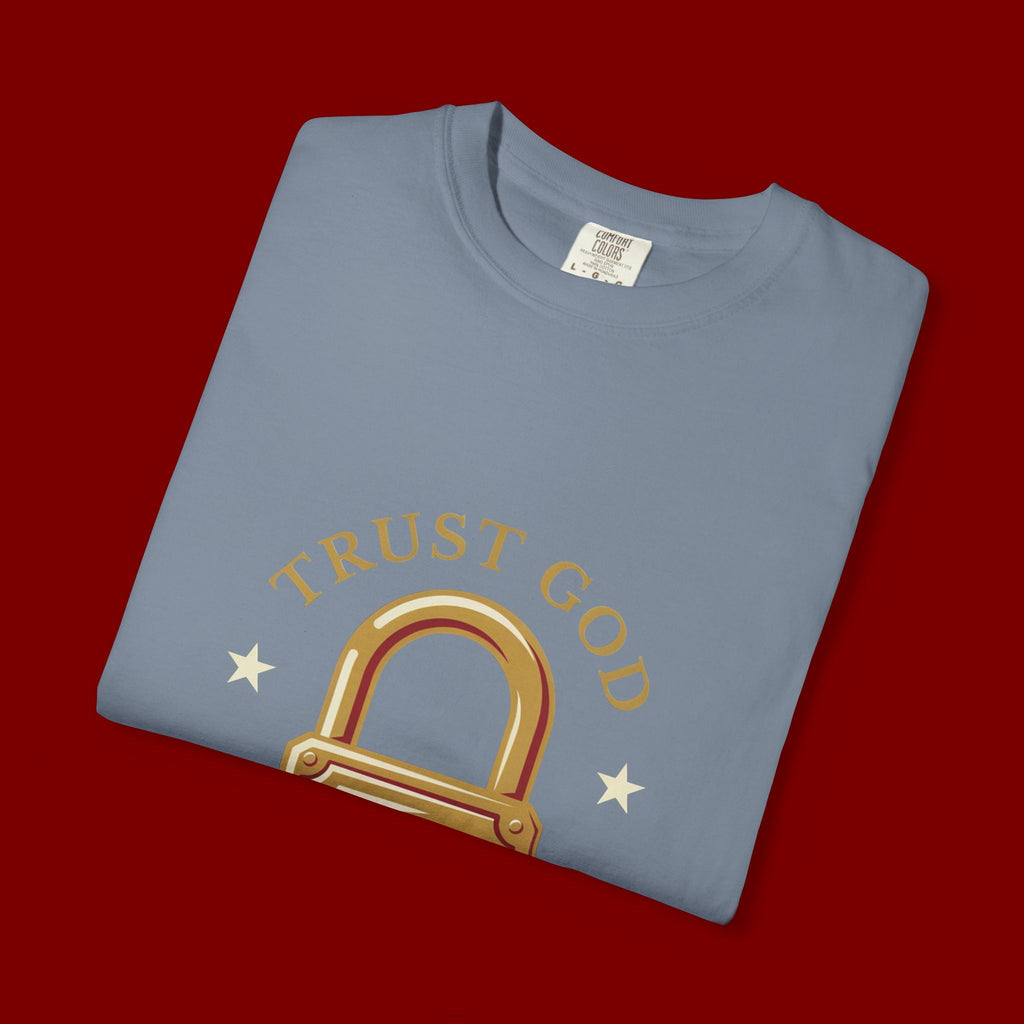 Trust God Padlock T-Shirt — "No Matter What" Christian Faith Tee