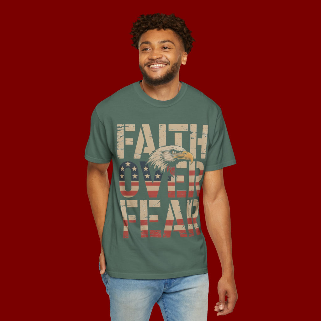 Faith Over Fear T-Shirt — Patriotic Eagle Graphic Tee