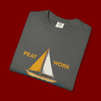 Trust God Sailboat T-Shirt — Pray Work Inspirational Christian Tee