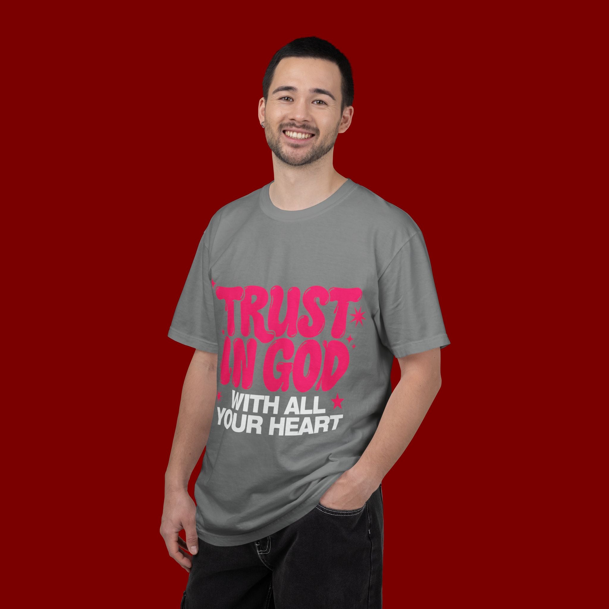 Trust in God T-Shirt — Retro Pink Faith Graphic Tee