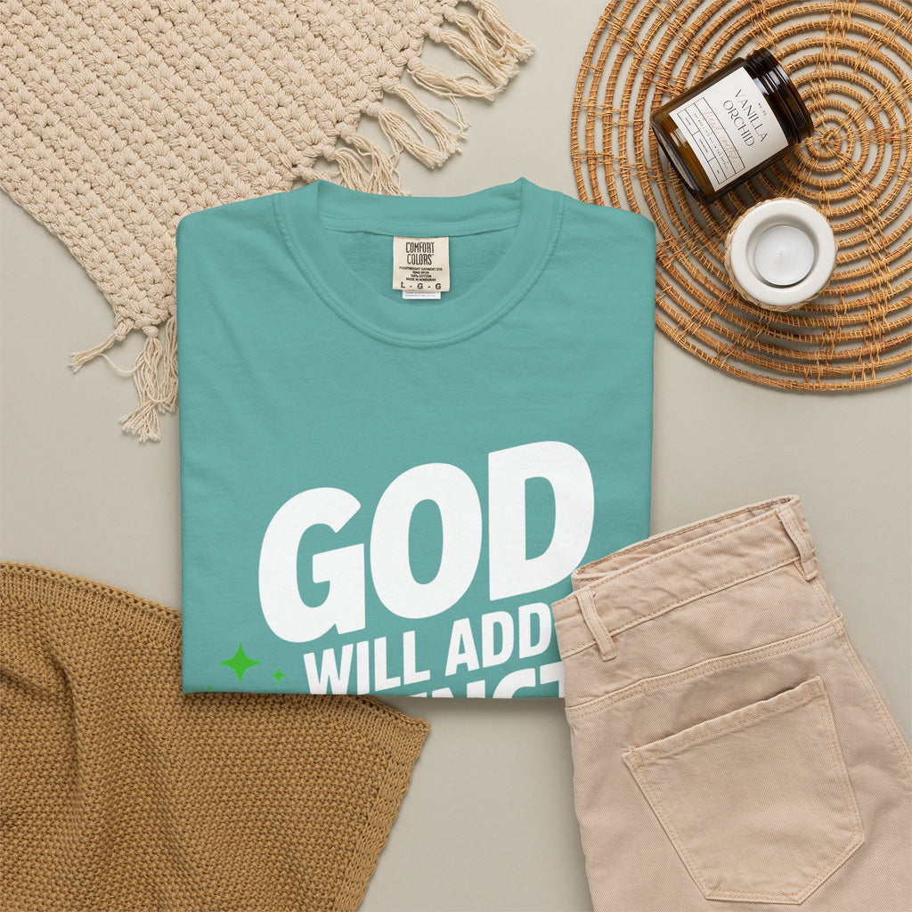 Inspirational T-Shirt — "God Will Add Strength to Your Strength" Christian Faith Tee