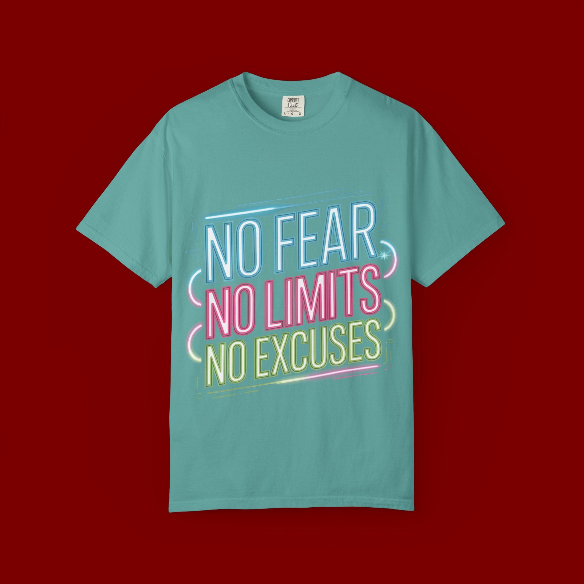 No Fear No Limits No Excuses Neon Graphic T-Shirt