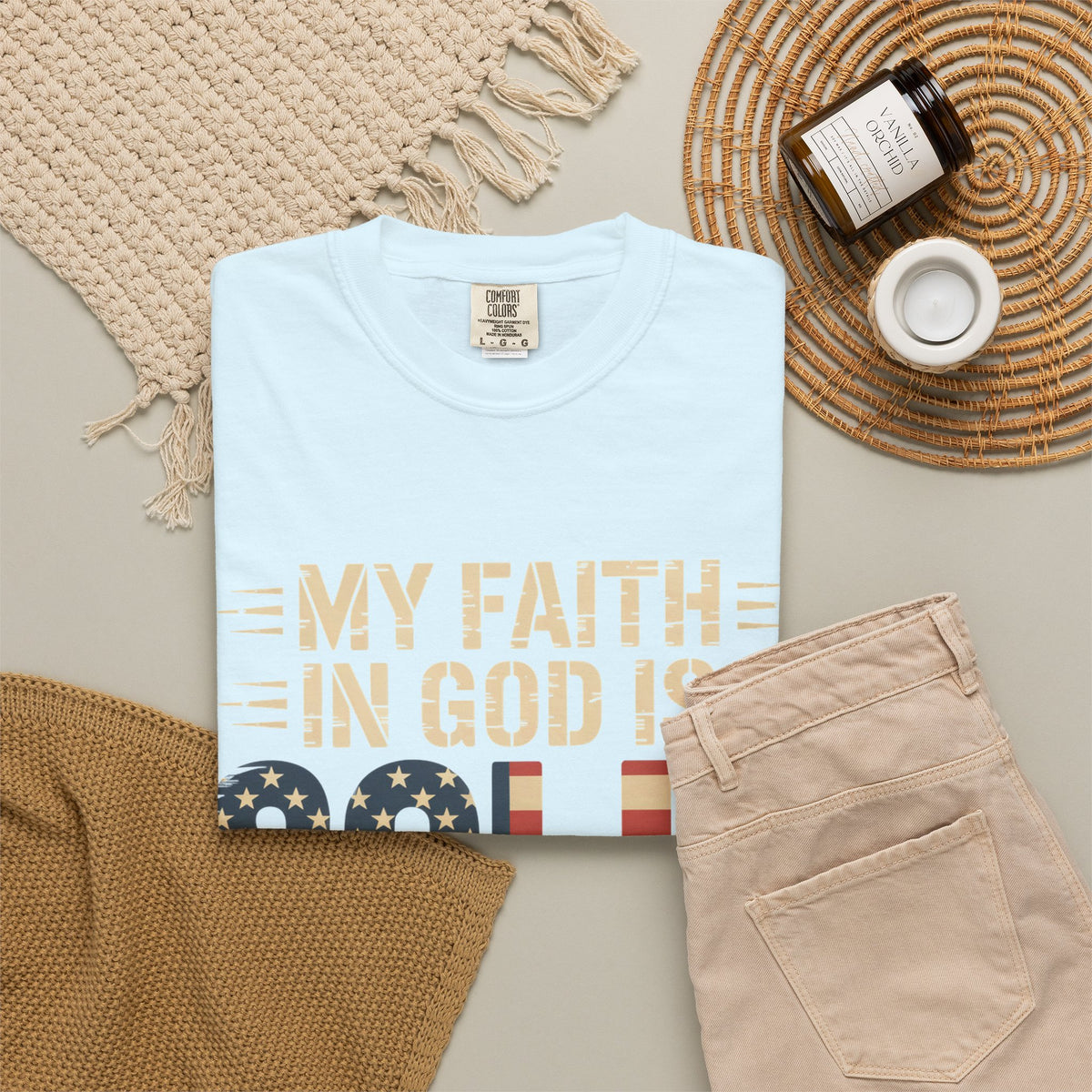 Faith in God Is Solid T-Shirt — American Flag Patriotic Christian Tee