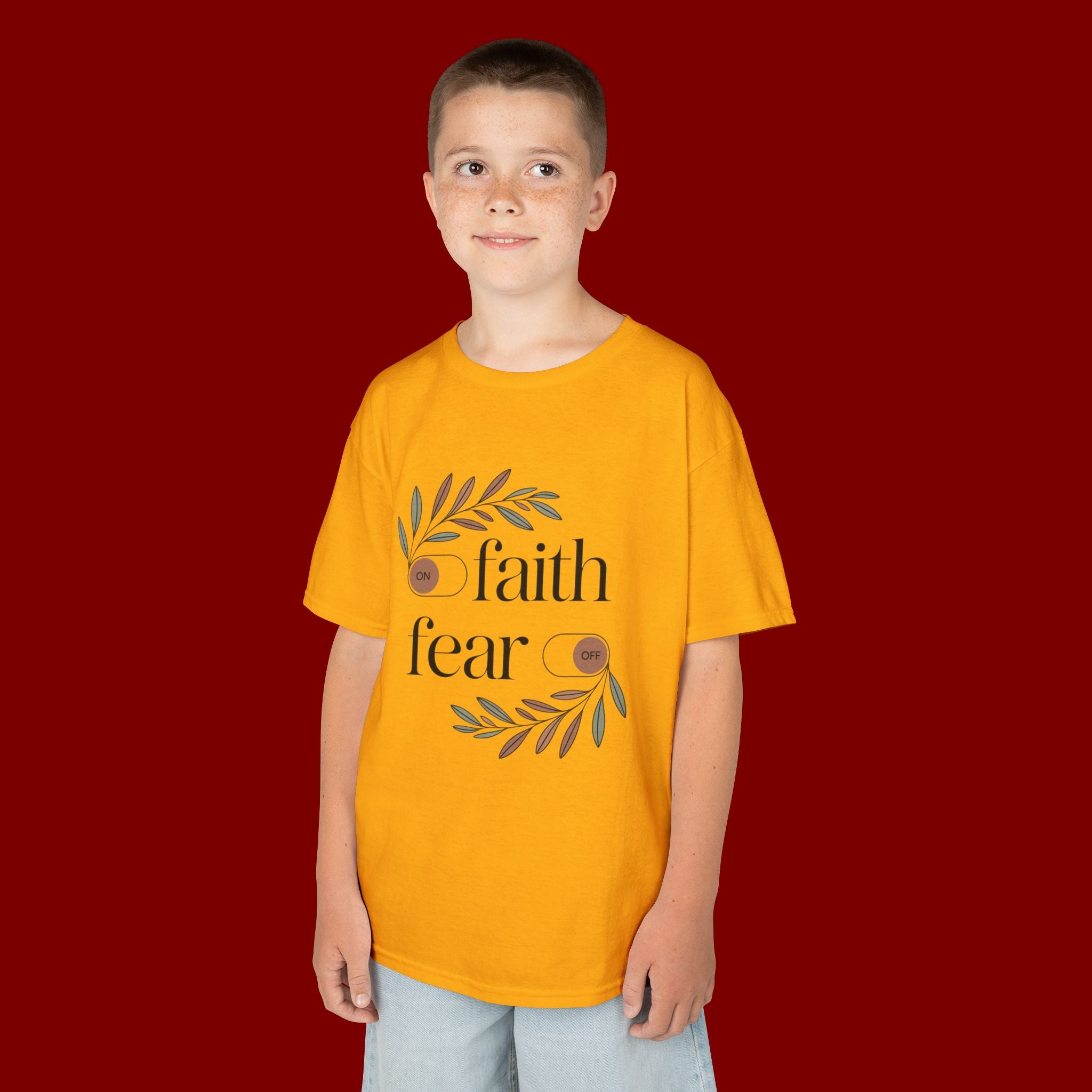 Faith Over Fear Kids T‑Shirt — Floral Inspirational Tee for Boys & Girls