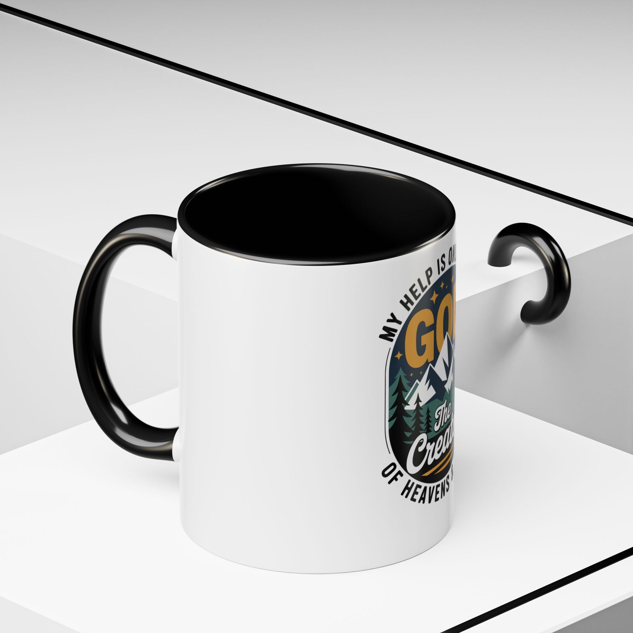 Christian Coffee Mug — “My Help Is Only From God The Creator” Accent Mug