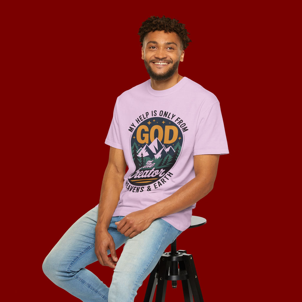 God The Creator T-Shirt — My Help Is Only From God Christian Mountain Faith Tee