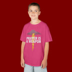Kids Tee — "Prayer Is A Weapon" Lightning Graphic Christian Shirt
