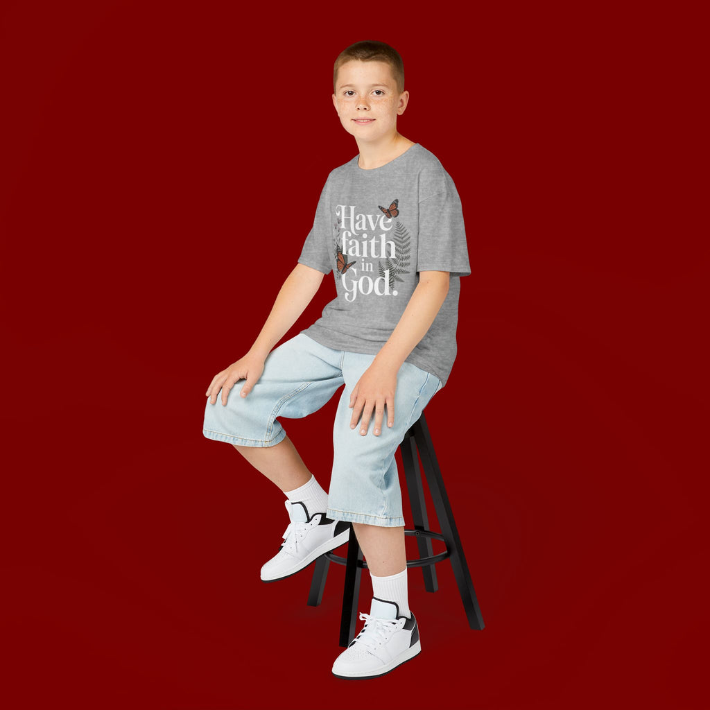 Kids Tee — "Have Faith in God" Floral Christian Youth T‑Shirt