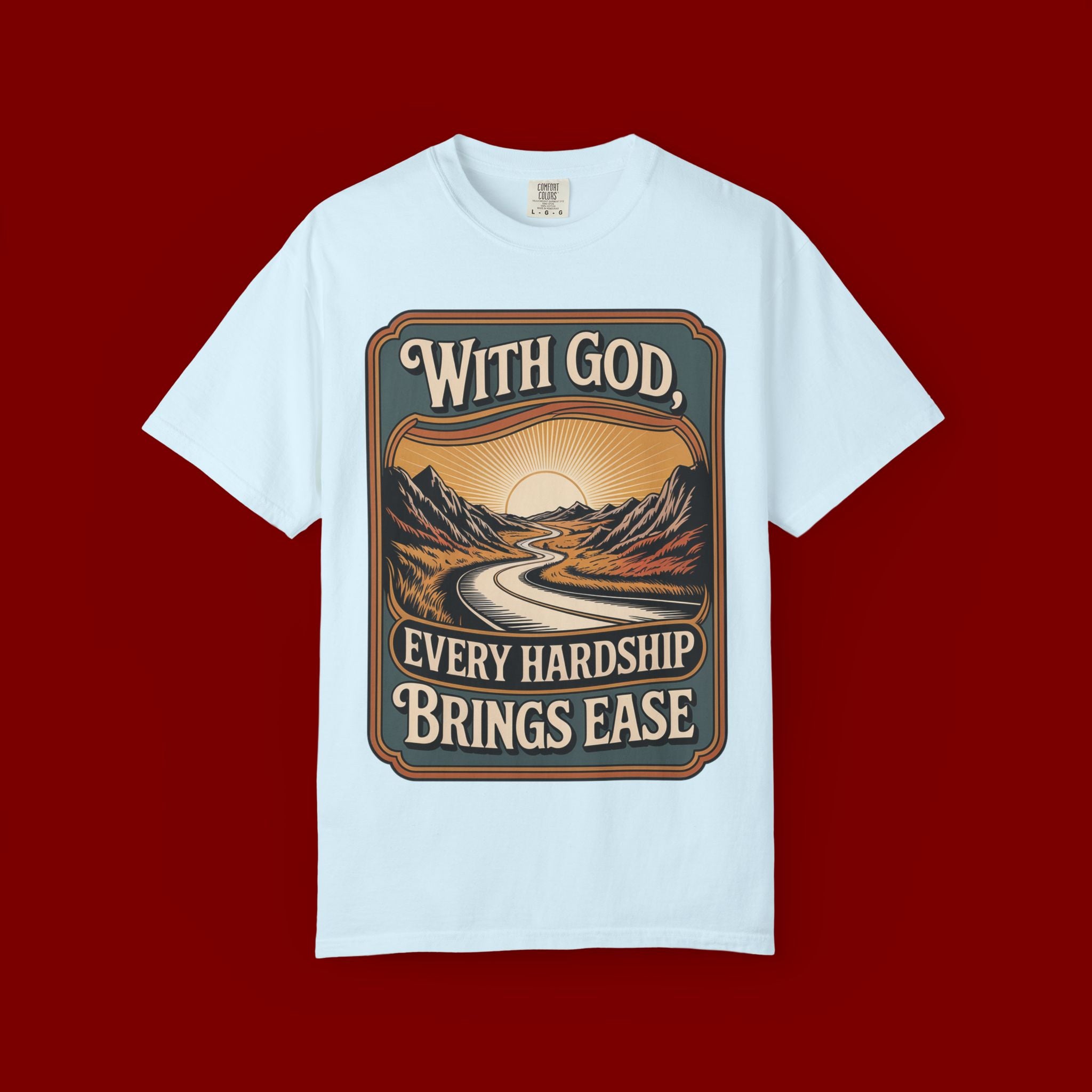 Inspirational Graphic T-Shirt — "With God, Every Hardship Brings Ease"