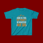Kids Tee - "God Is the Top Priority in Whatever We Do" Faith Mountain Graphic