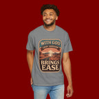 Scripture Comfort T-Shirt — "With God Every Hardship Brings Ease" Christian Faith Tee