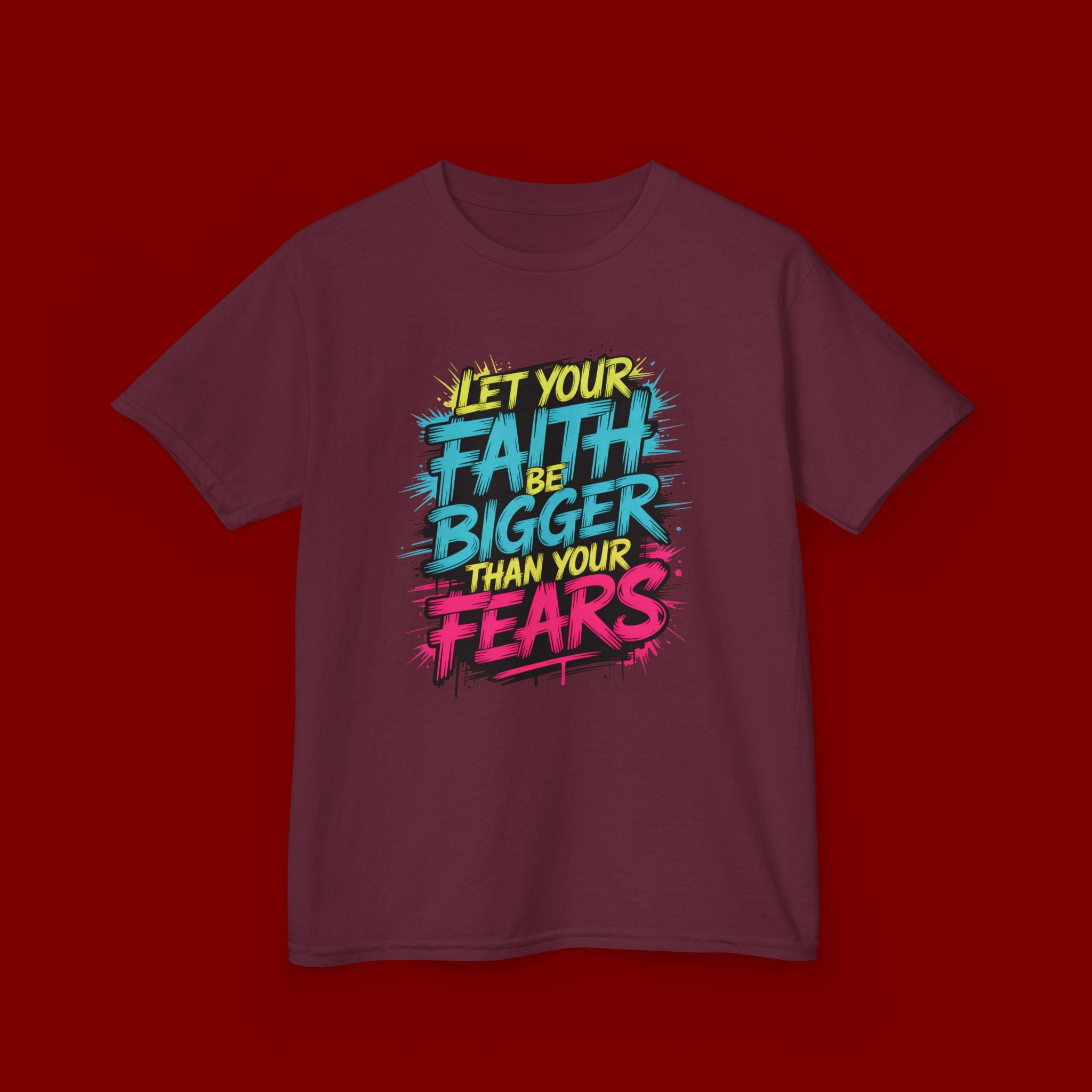 Kids Tee — "Let Your Faith Be Bigger Than Your Fears" Inspirational Graphic