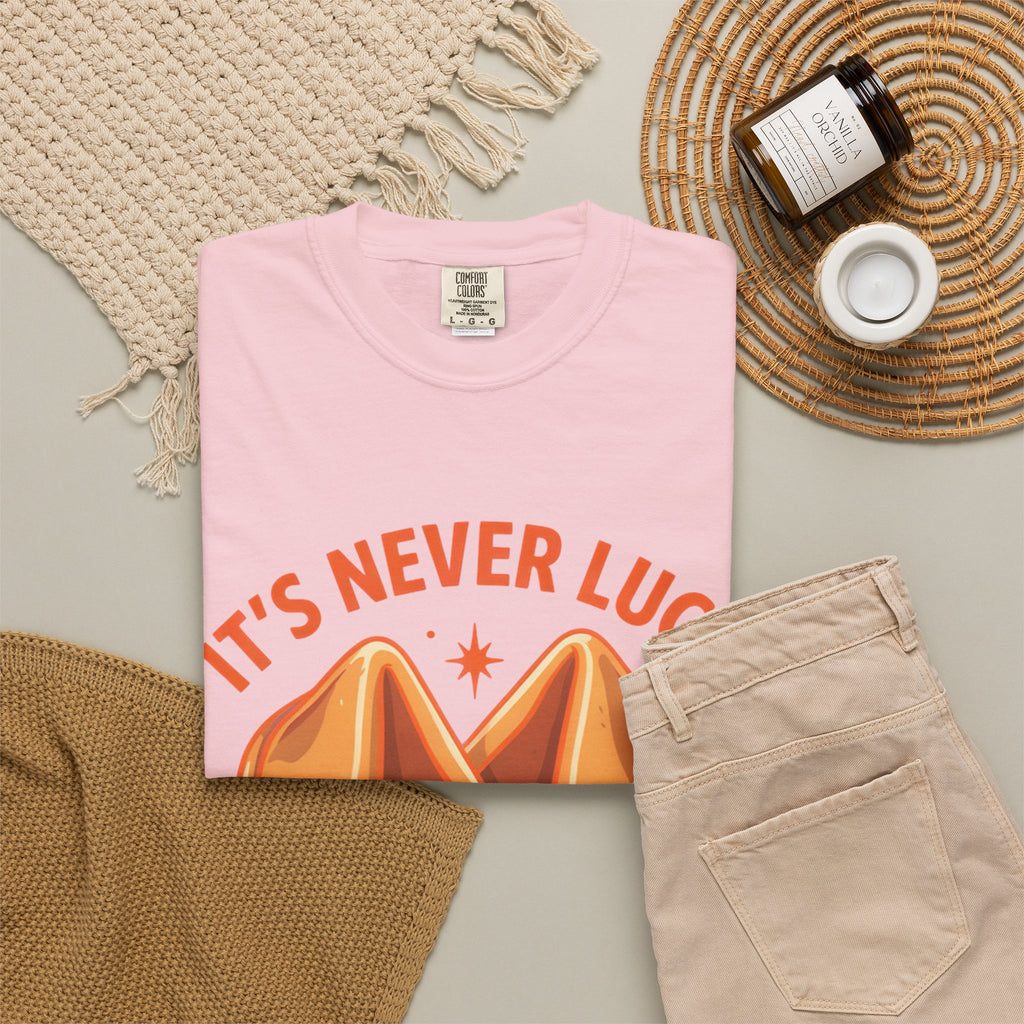 Christian Graphic T-Shirt — “It’s Never Luck, It’s Always God” Fortune Cookie Design