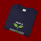 Pray & Never Give Up T-Shirt – Inspirational Faith Tee with Sprout Graphic