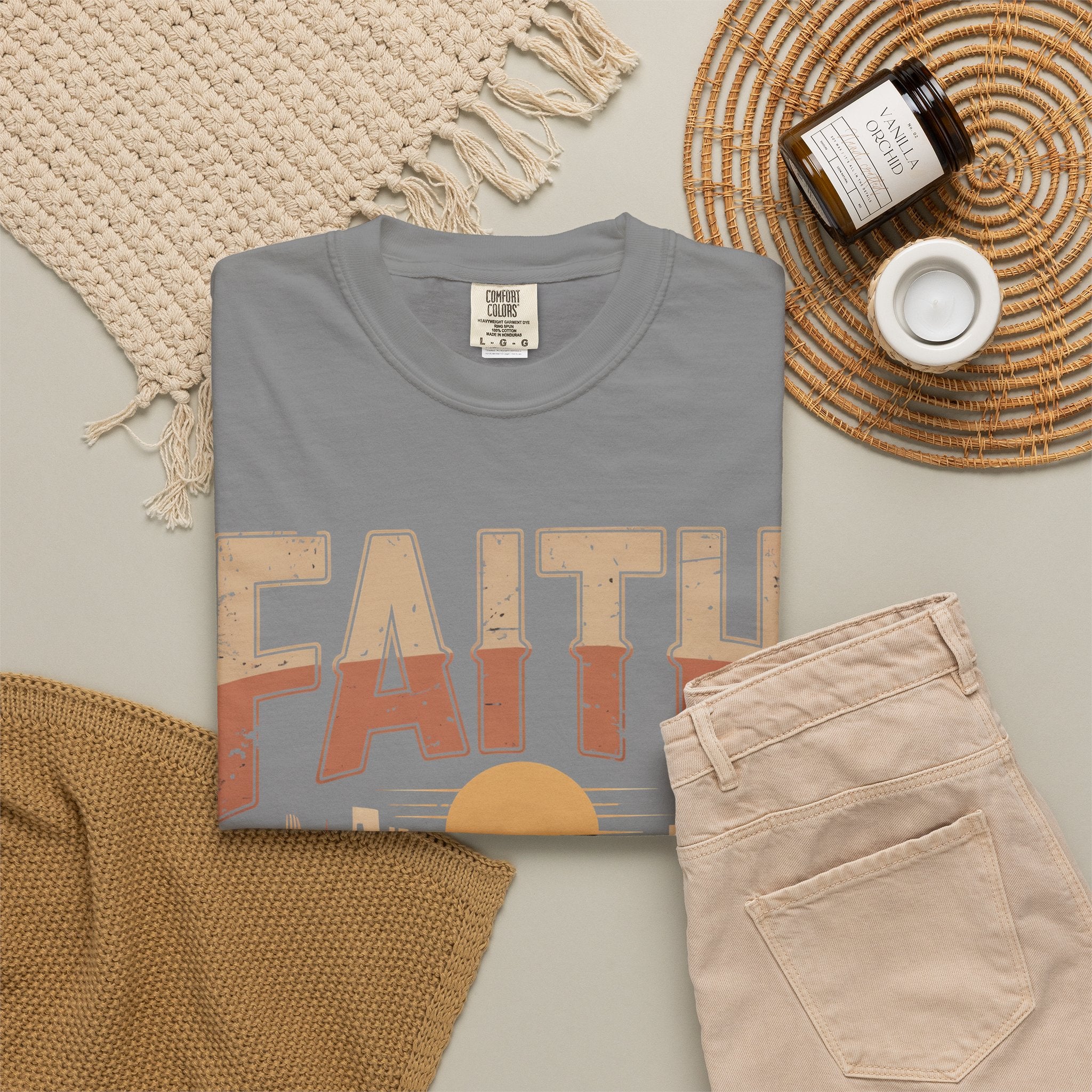 Faith Can Move Mountains T-Shirt — Retro Desert Inspirational Tee