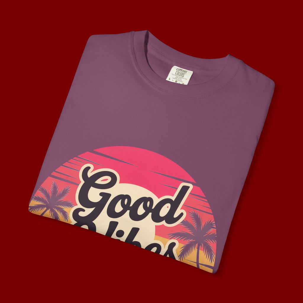 Good Vibes Only T-Shirt — Retro Sunset Palm Tee