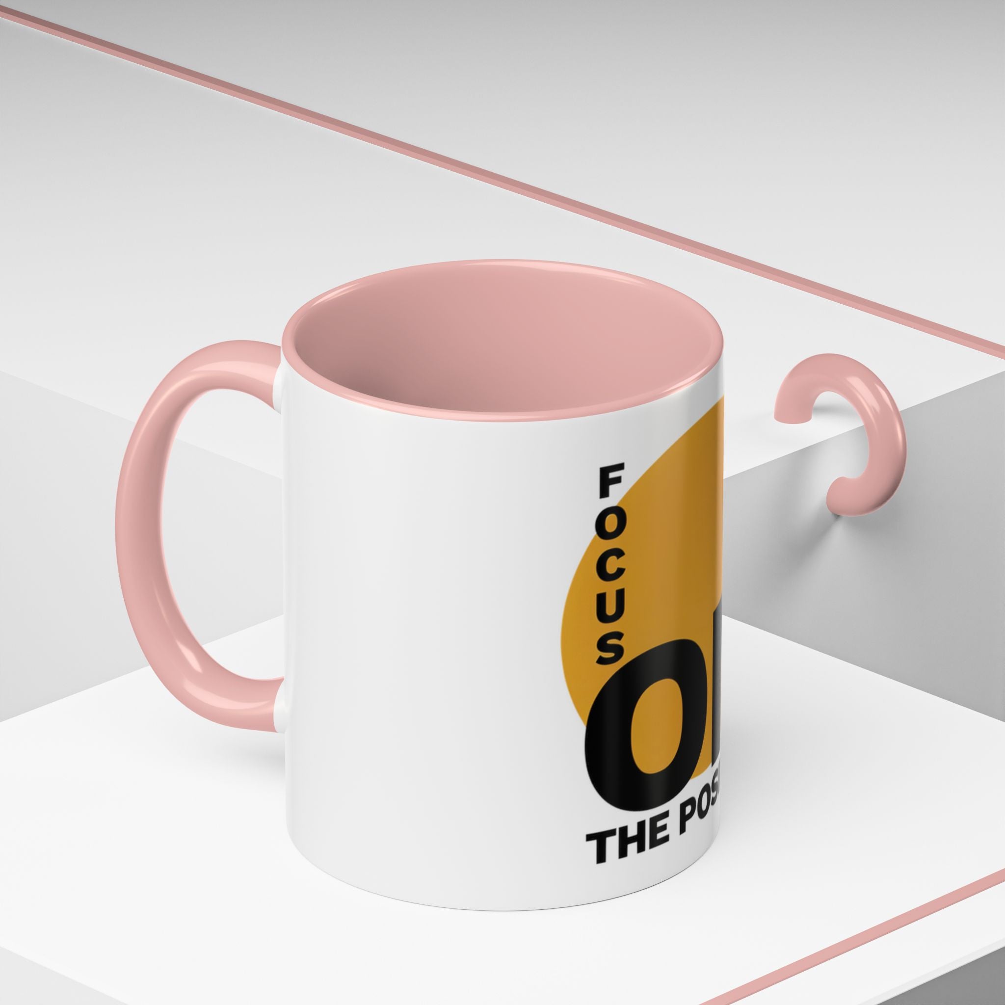 Accent Coffee Mug — "Focus On The Positive" Motivational Mug
