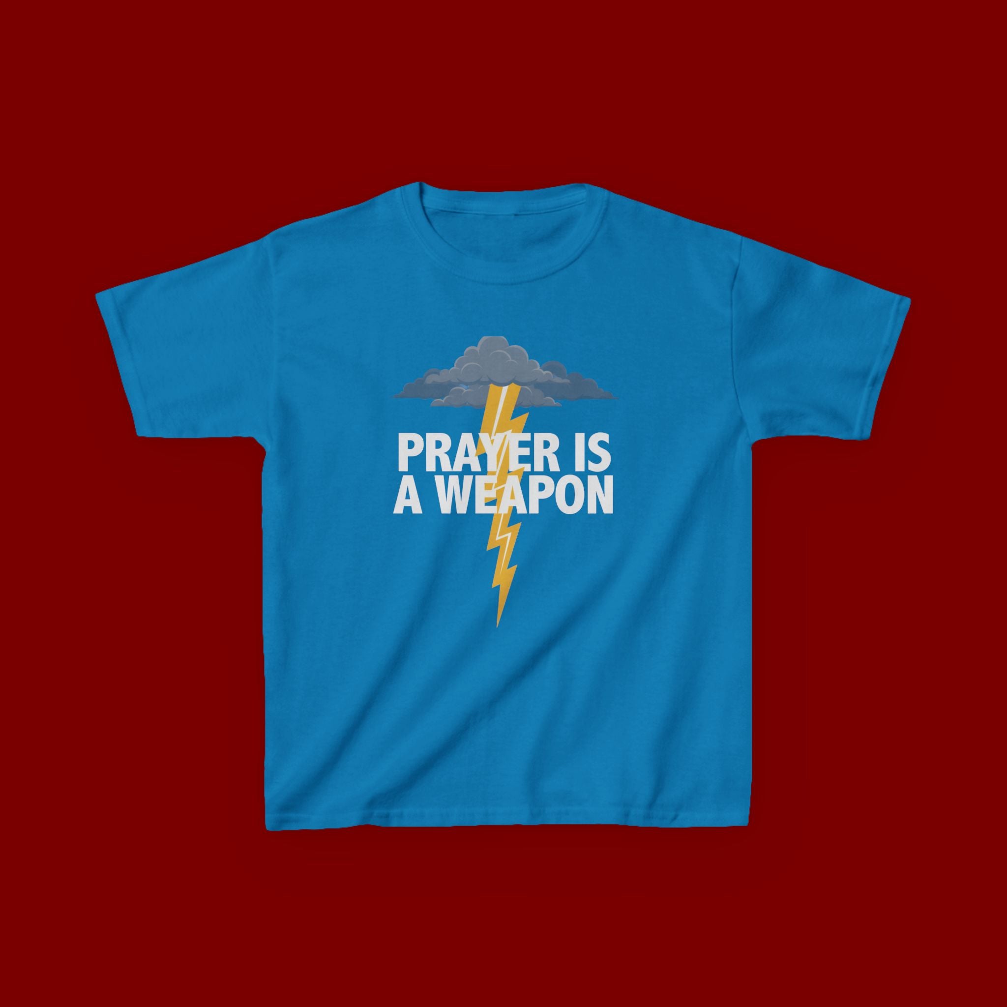 Kids Tee — "Prayer Is A Weapon" Lightning Graphic Christian Shirt