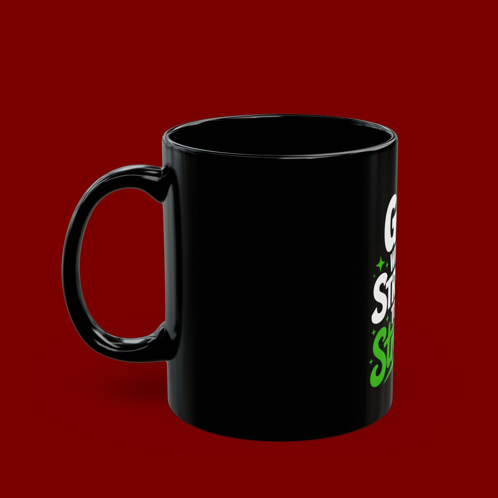 Inspirational Coffee Mug — "God Will Add Strength to Your Strength" Black Ceramic Mug
