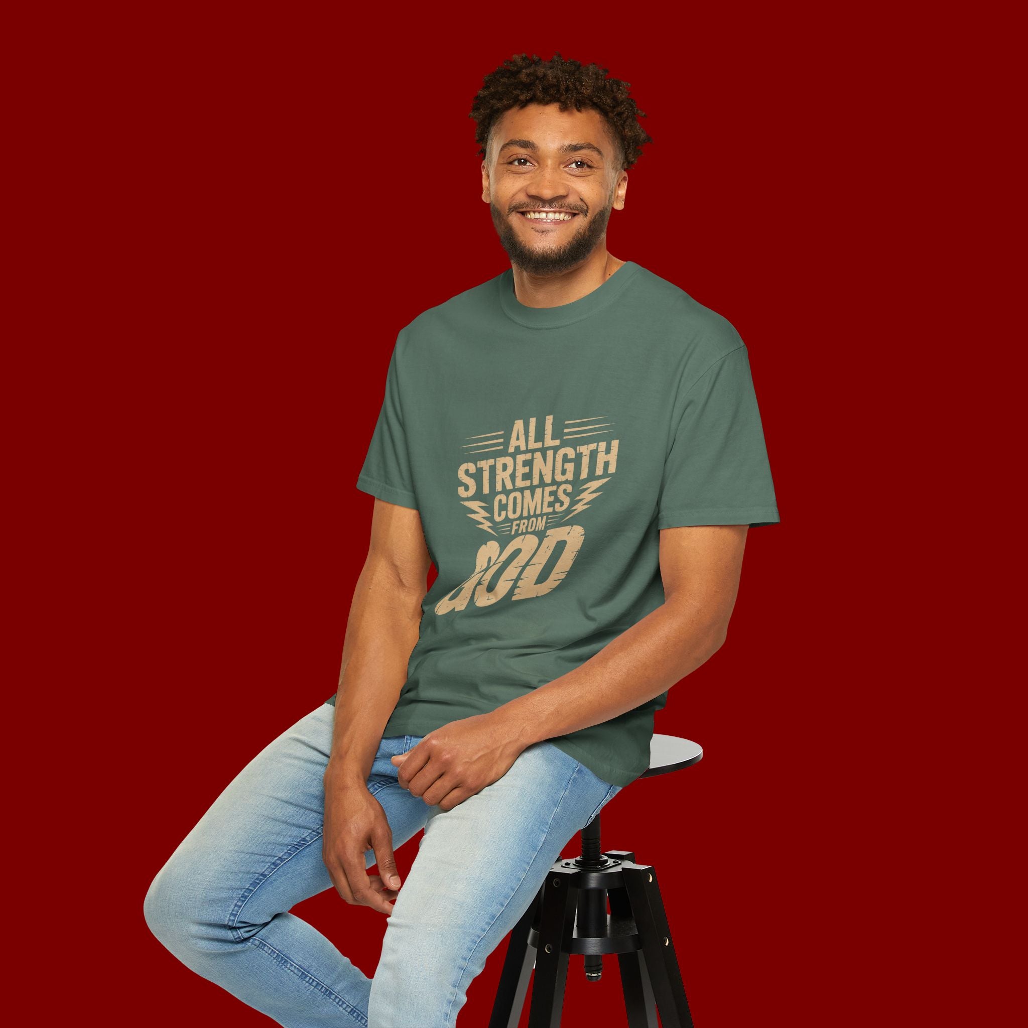 All Strength Comes From God T-Shirt — Christian Faith Graphic Tee