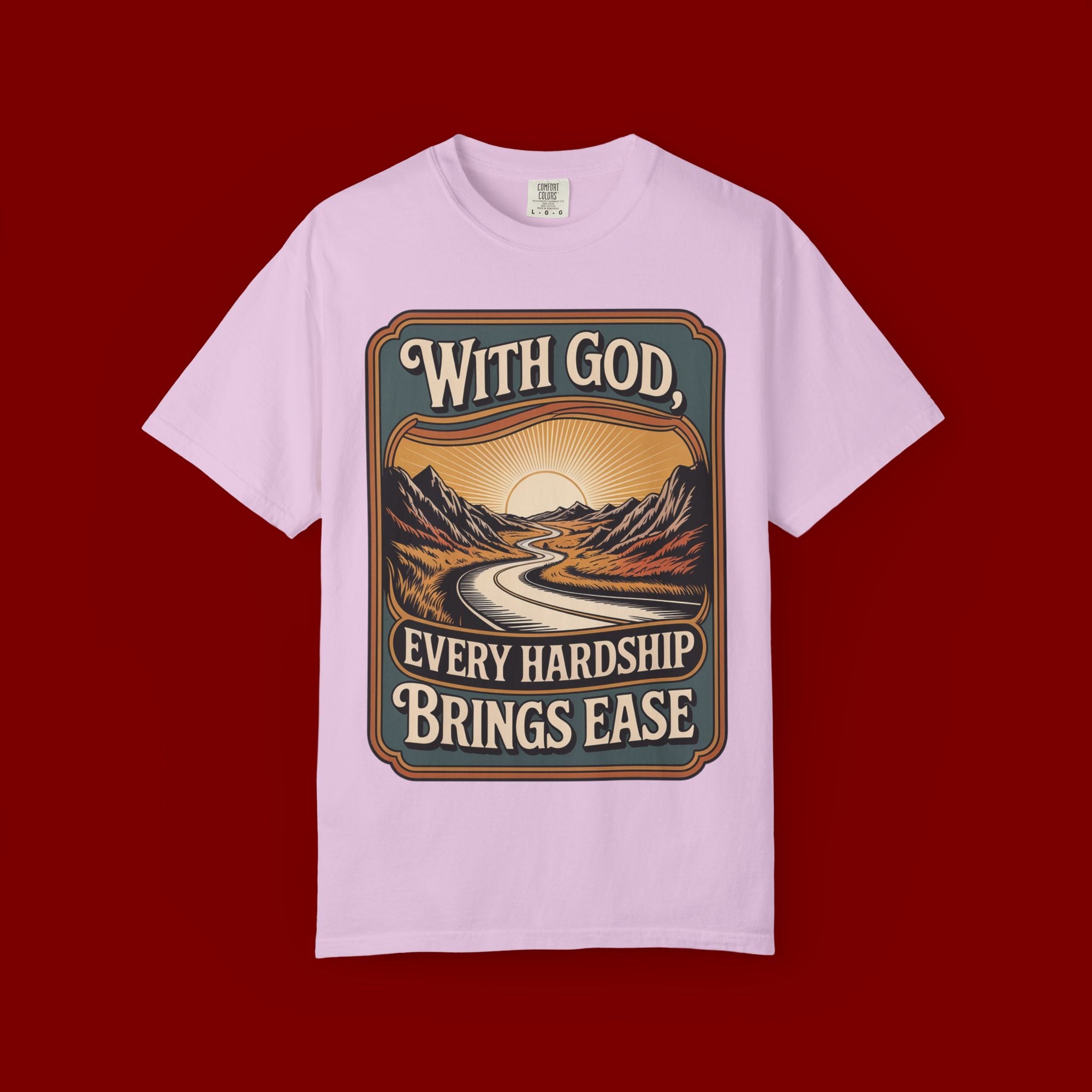 Inspirational Graphic T-Shirt — "With God, Every Hardship Brings Ease"