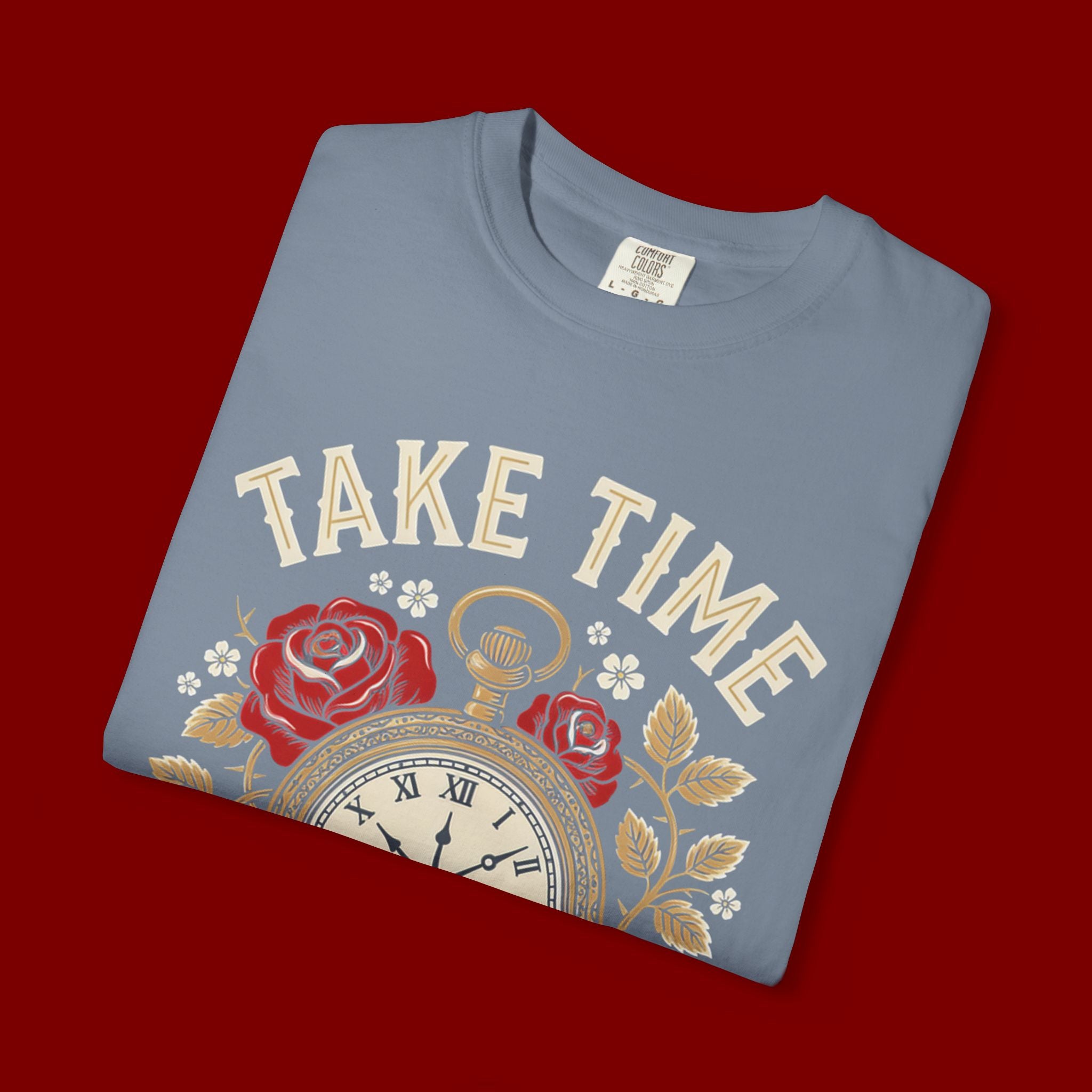 Take Time to Pray Pocket Watch T-Shirt — Faith-Based Floral Christian Tee