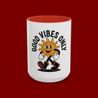 Good Vibes Only Coffee Mug - Retro Sun Cartoon Accent Mug (11/15oz)
