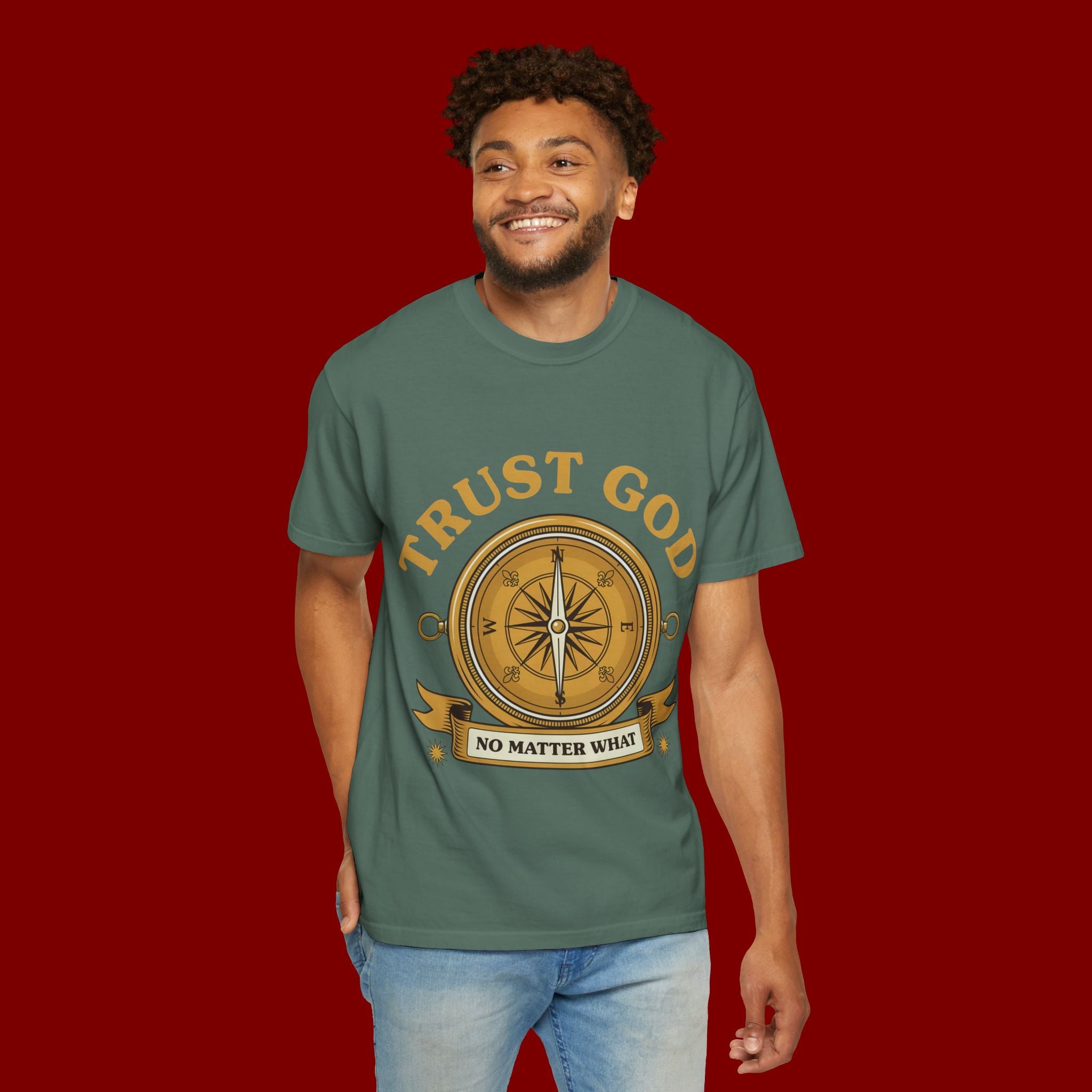 Trust God Compass T-Shirt — "Trust God No Matter What" Christian Faith Tee