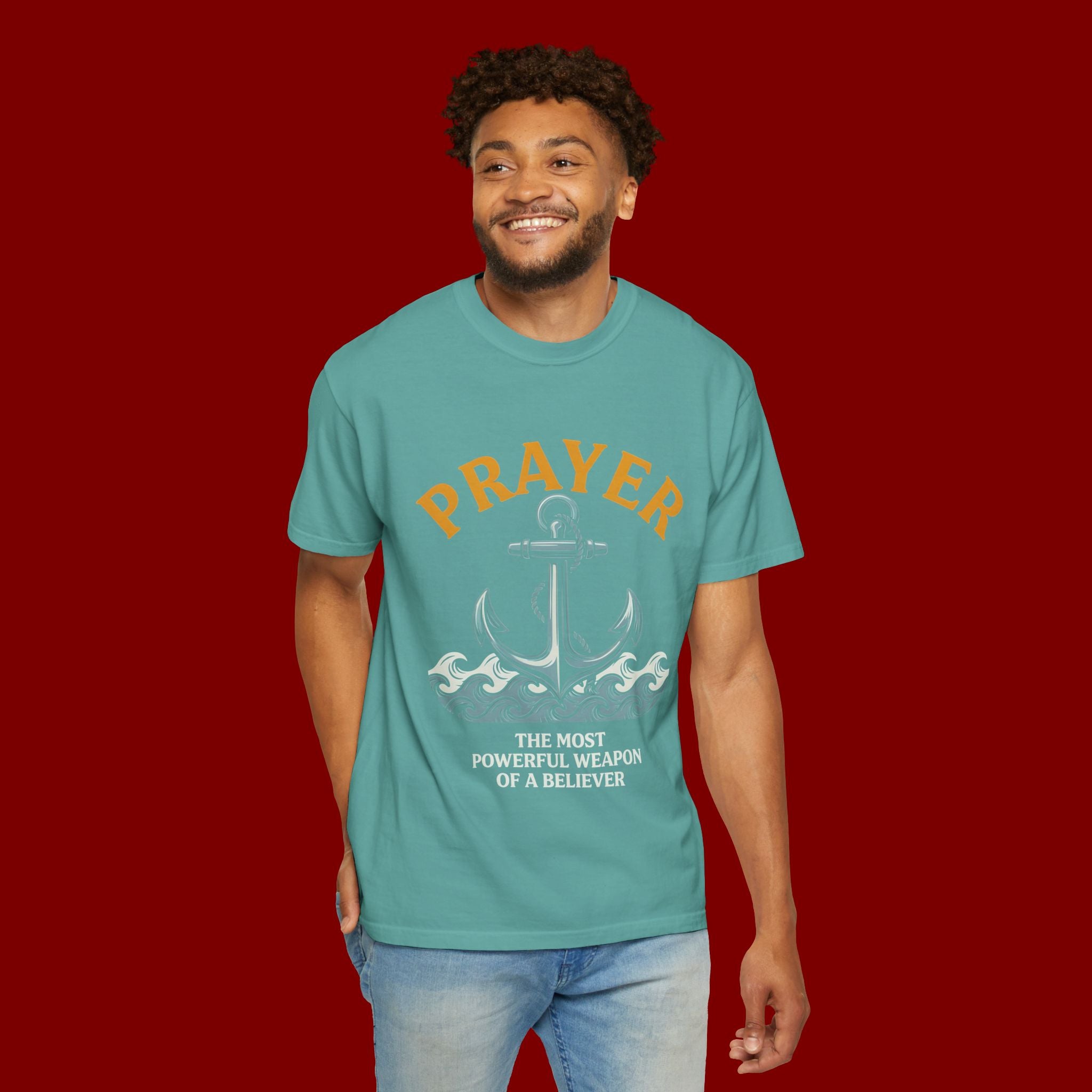 Prayer Anchor T-Shirt — "Prayer: The Most Powerful Weapon of a Believer" Christian Faith Tee