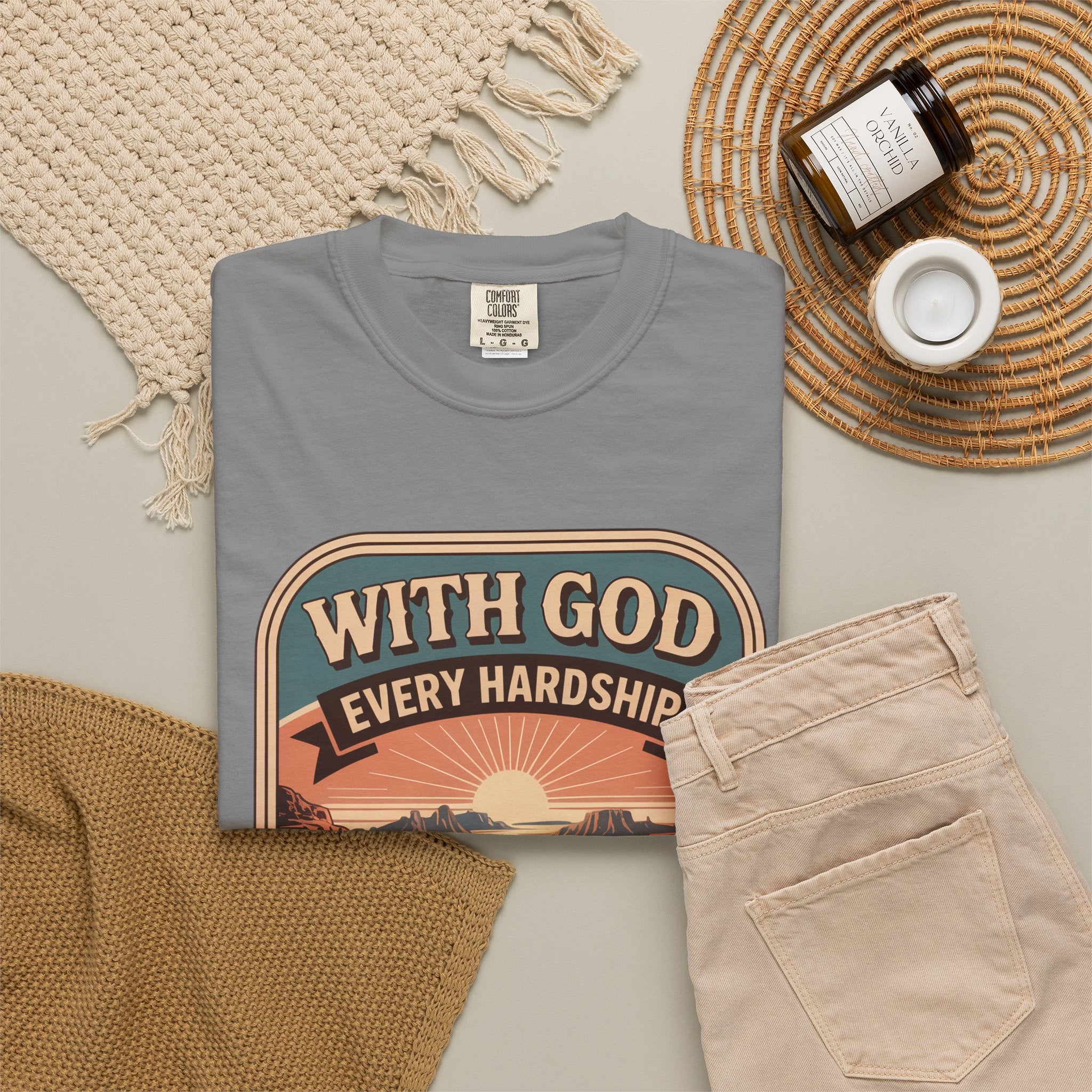 Scripture Comfort T-Shirt — "With God Every Hardship Brings Ease" Christian Faith Tee