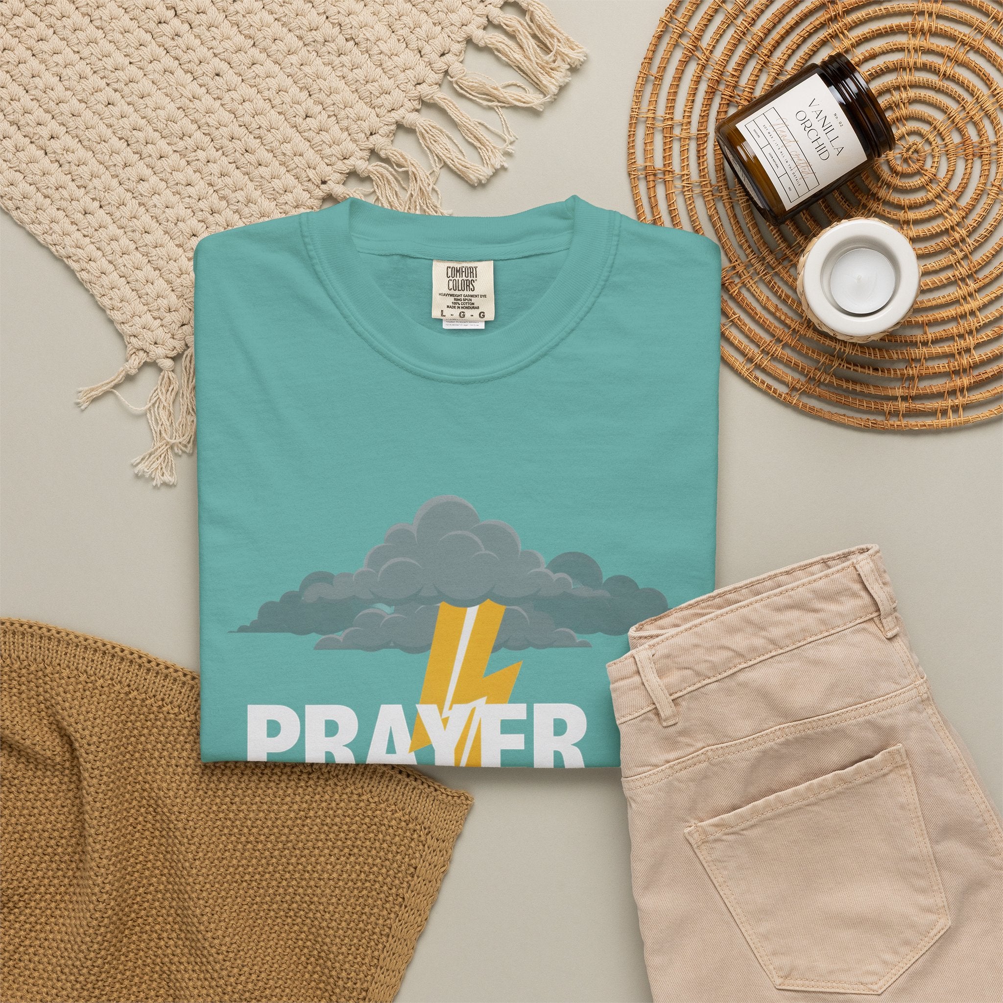 Prayer Is a Weapon T-Shirt — Christian Faith Lightning Graphic Tee
