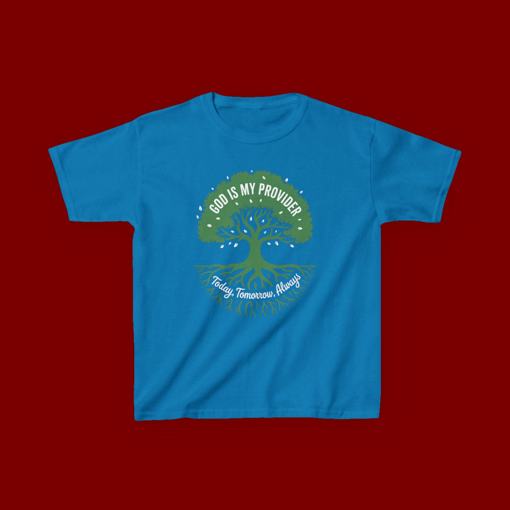 Kids Tee — "God Is My Provider" Tree of Faith Christian Shirt