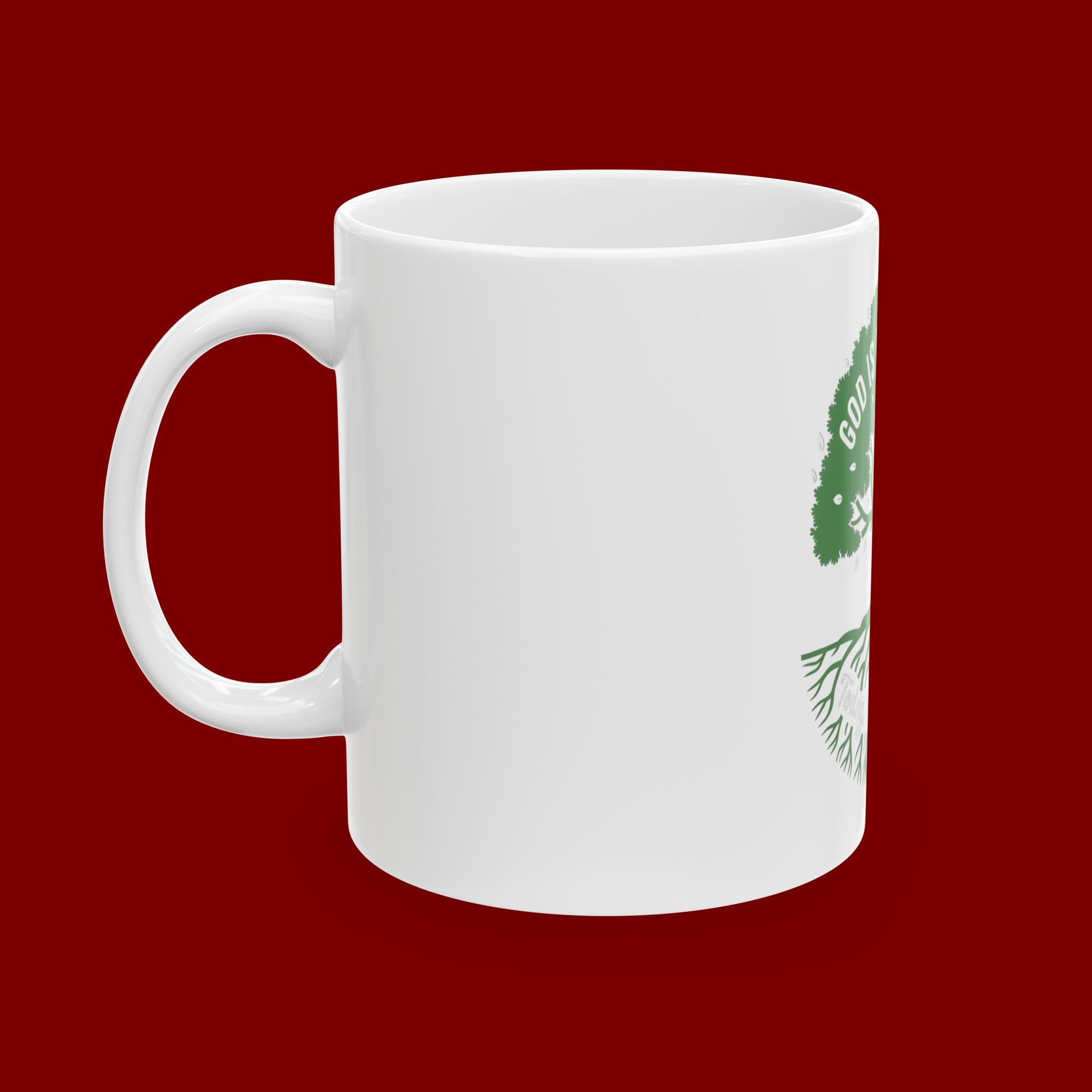 Ceramic Mug – "God Is My Provider" Green Tree Faith Coffee Cup (11oz & 15oz)