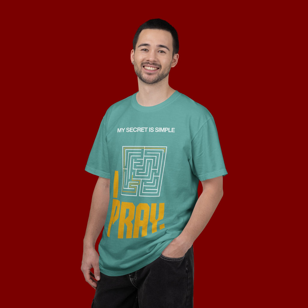 I Pray Maze T-Shirt — "My Secret Is Simple" Christian Faith Tee