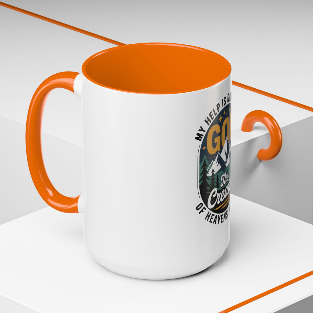 Christian Coffee Mug — “My Help Is Only From God The Creator” Accent Mug