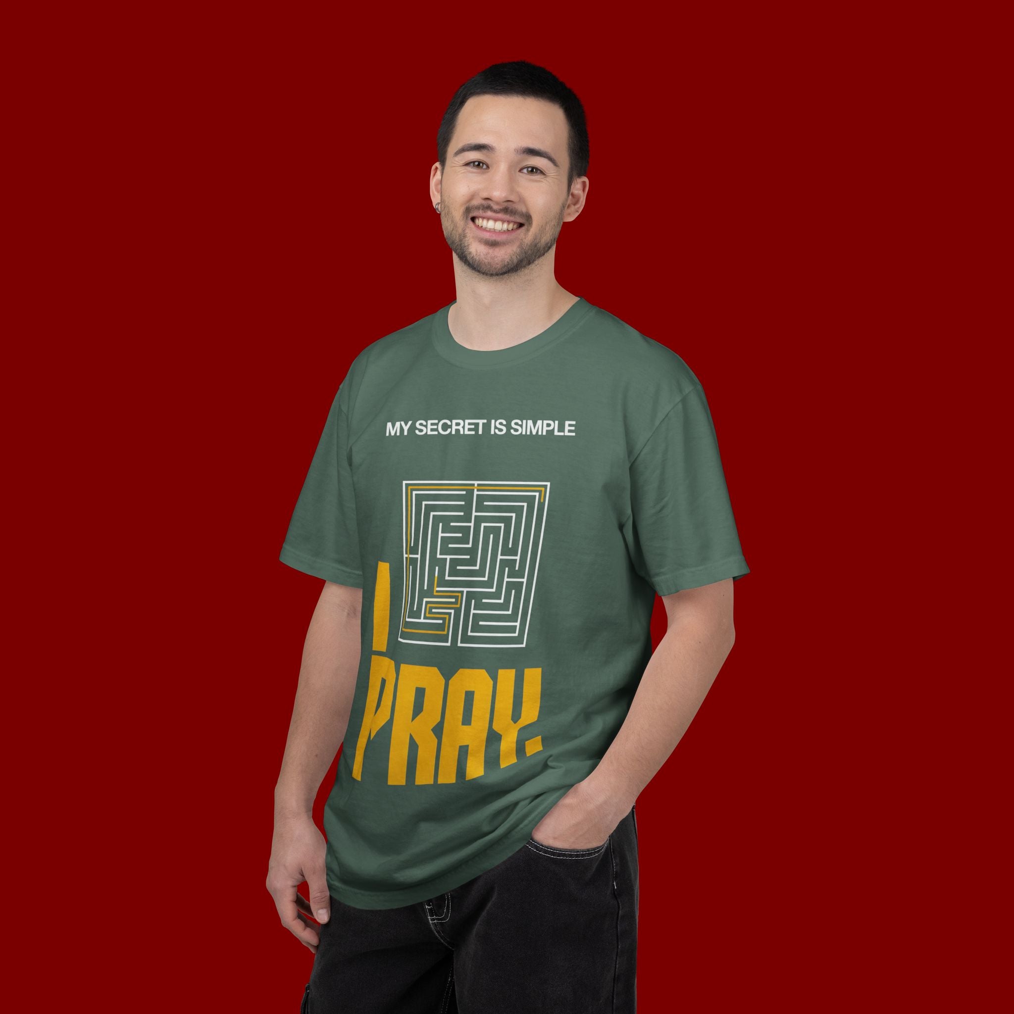 I Pray Maze T-Shirt — "My Secret Is Simple" Christian Faith Tee