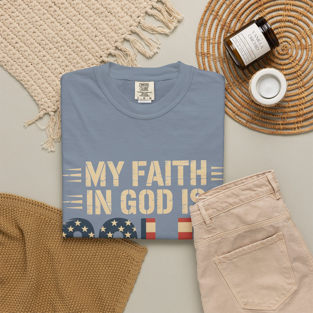 Faith in God Is Solid T-Shirt — American Flag Patriotic Christian Tee
