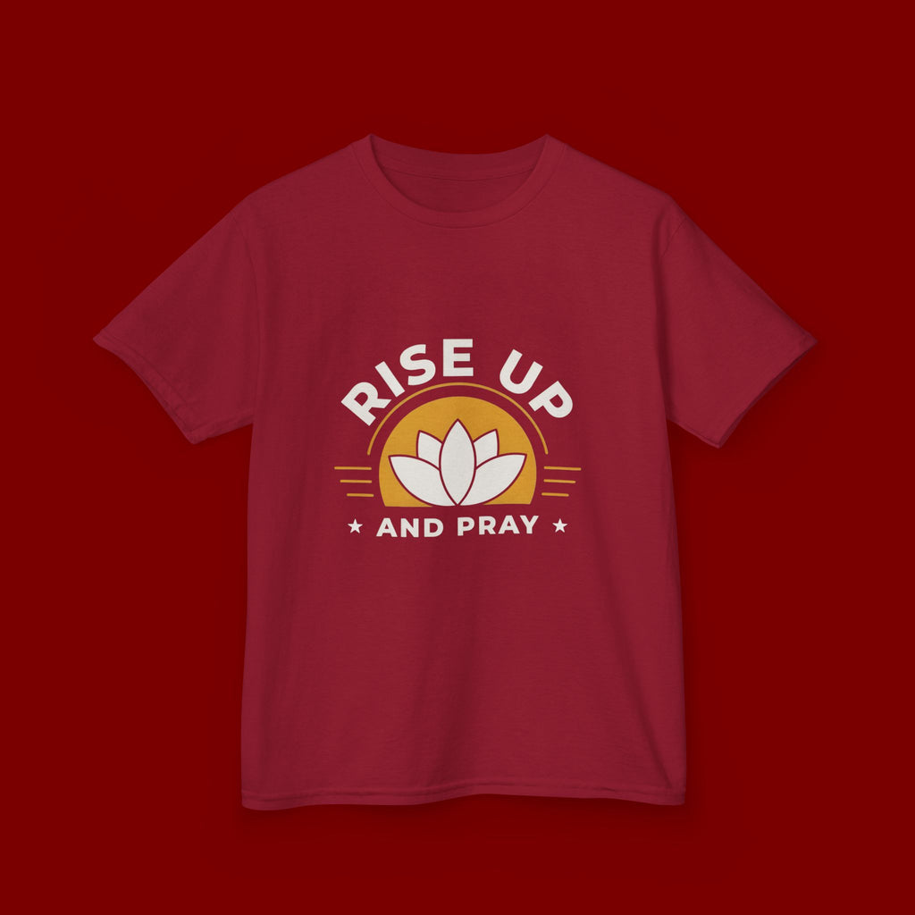 Kids T-Shirt - "Rise Up and Pray" Inspirational Christian Tee for Children