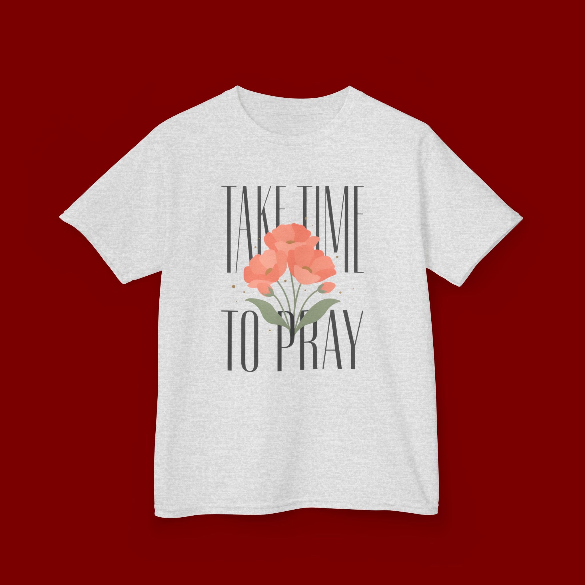 Kids Tee — "Take Time to Pray" Floral Christian Shirt