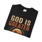 God Is Greater Mountain T-Shirt — Christian Faith Graphic Tee