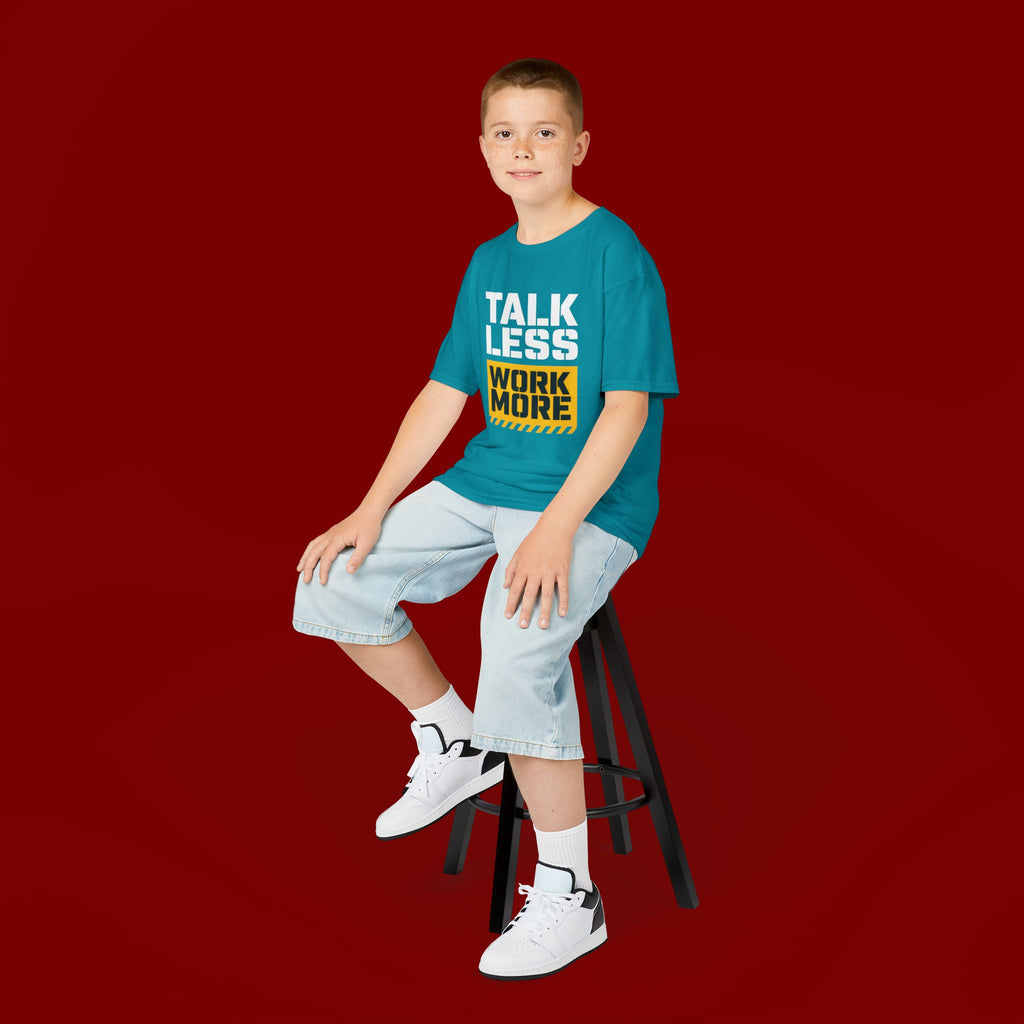 Kids T-Shirt — "Talk Less Work More" Bold Motivational Tee