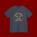 Kids Tee — "God Is My Strength and Power" Anvil & Anvil-Forge Christian Youth Shirt