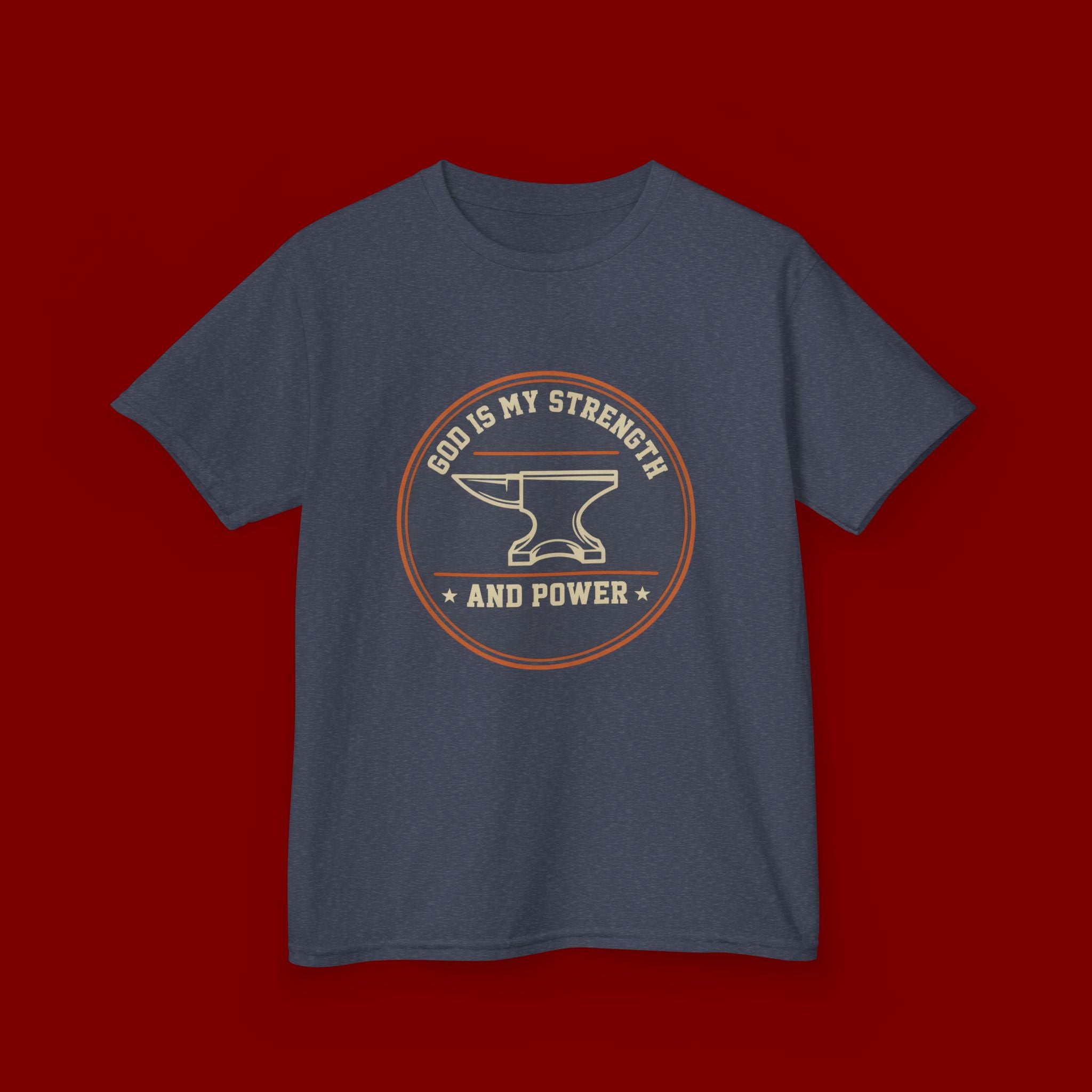 Kids Tee — "God Is My Strength and Power" Anvil & Anvil-Forge Christian Youth Shirt
